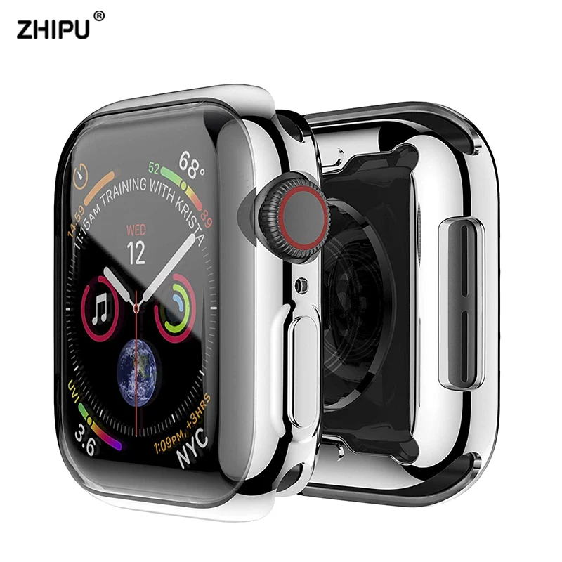 Case For Apple Watch Series 5 4 3 2 1 Thin PC Plated Protective Bumper Cover for 40mm 44mm * |