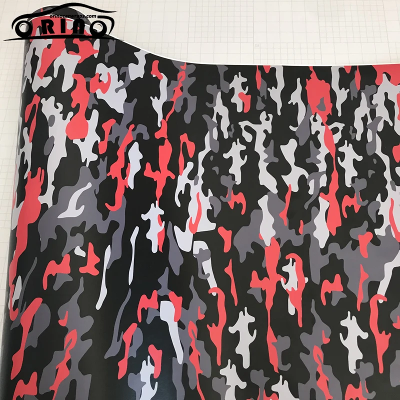 Black Red Grey Camouflage Vinyl Film-1
