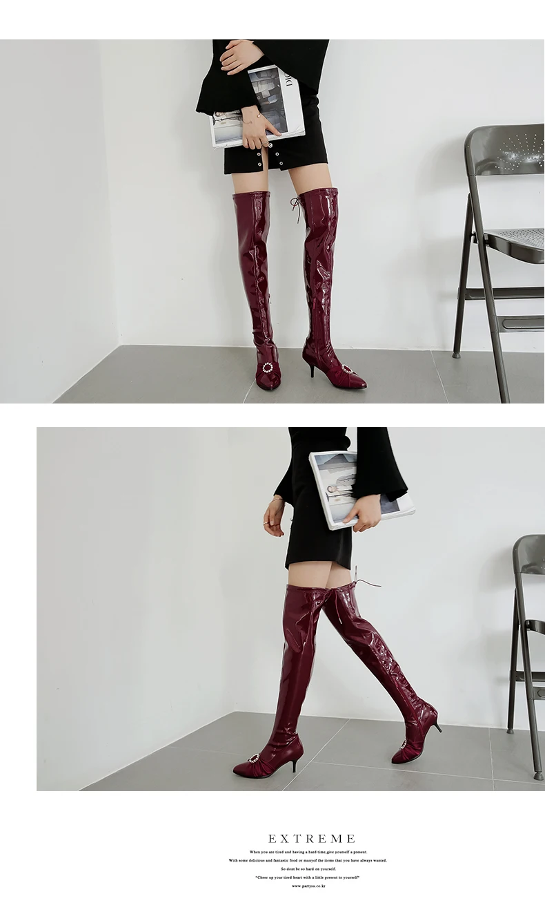 Slim Women Over-the-Knee Boots Kitten Heel Pointed Toe Thigh Boots Female Sexy Autumn Winter Long Boots Pole dance Shoes