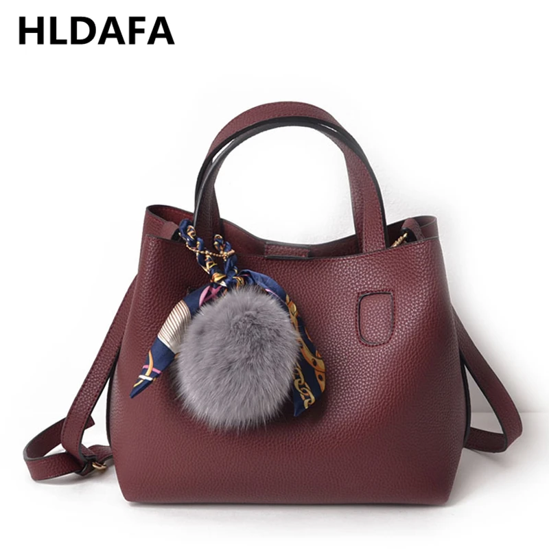 

HLDAFA 2019 Composite Bag Soft PU Leather Women Handbag Two Pieces Female Shoulder Bag Girls Messenger bag Casual Women Bag