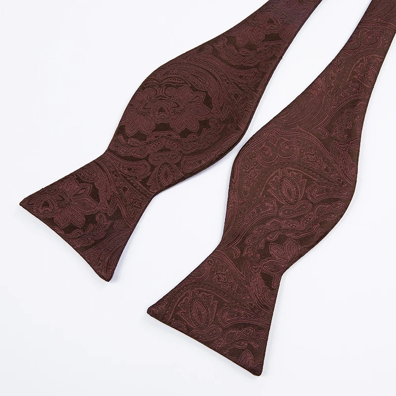 LH-2036, Hi-Tie, классические шелковые бабочки, галстуки-бабочки для мужчин, Пейсли, коричневый галстук-бабочка, носовой платок, Hanky, запонки, костюм, набор