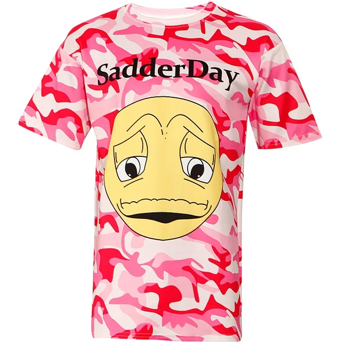 Женская футболка 2018 летняя Новинка с коротким рукавом Camo Sad Face свободная Топ для