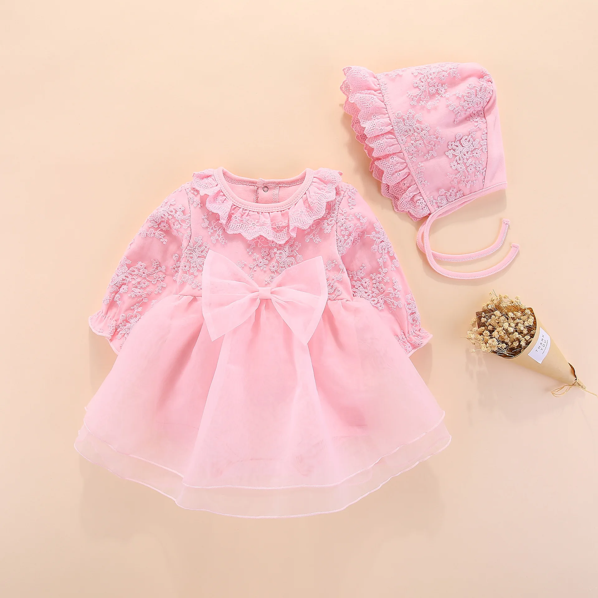 long sleeve baby girls dress princess and wedding baptism kids dresses