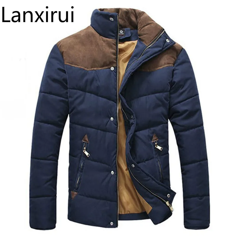 

Hot Sale Men Winter Splicing Cotton-Padded Coat Jacket Winter Size M-XXL Parkas High Quality MWM169