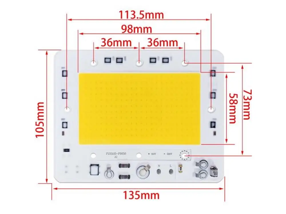 5 шт./лот светодиодный COB Чип AC110V/220 V вход с умным IC 50 Вт 100 Вт 150 Вт 200 Вт подходит для DIY прожектора высокое анти-перенапряжение напряжения