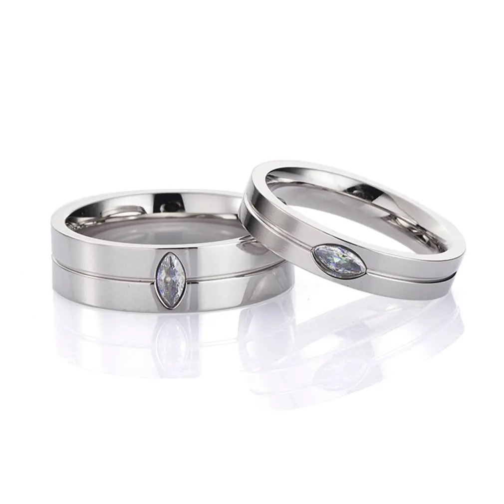Stylish Couples Ring With Eye-shape Zircon Shiny Romantic Ring Wedding Party Ring Trendy Fashion Jewelry Engagement Ring