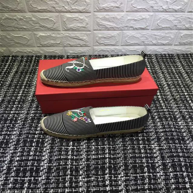 

F.N.JACK Embroidery Cavans Flat Espadrilles Fashion Women Shoes Boat Loafers Off-duty Days Causal Woman shoes