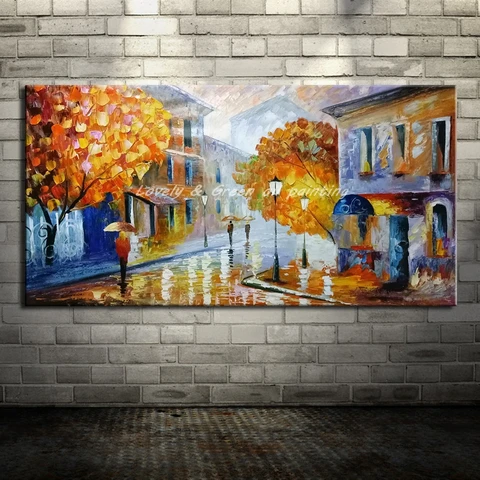 Pintados à Mão Pintura a Óleo sobre Tela Decoração de Casa Imagem para Sala Arthyx Faca Moderna Canto Paisagem Parede Arte Estar Rua