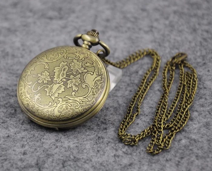 Мужские кварцевые карманные часы 1 шт. винтажные часы ожерелье подарок ретро часы с узором даргон кулон на цепочке
