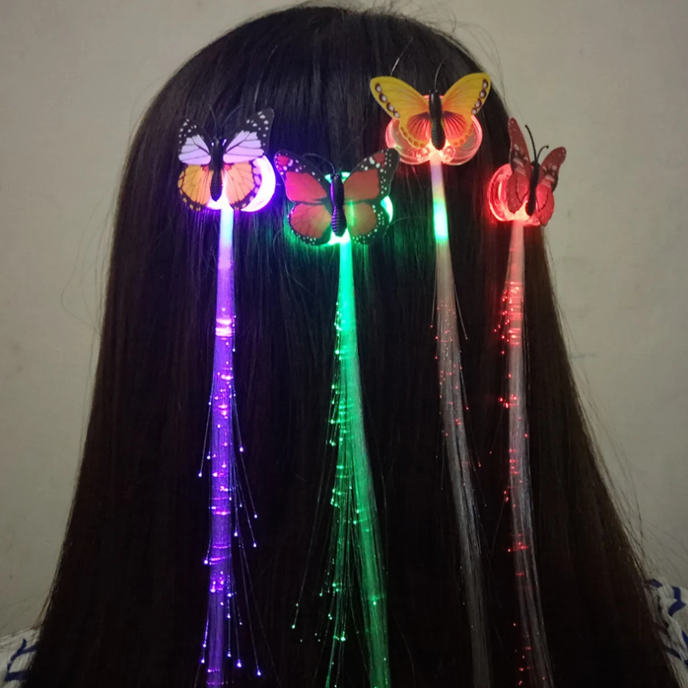 Рождественское мерцание мигание заколка для волос шнурок со светодиодной вспышкой шоу вечерние игрушки детские головные уборы красочные светящиеся оплетки Оптическое волокно проволочная шпилька