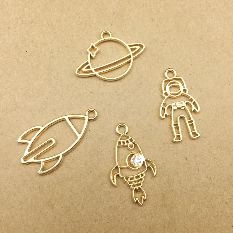 

10pcs spaceman and rocket charm earth charm for jewelry making earring pendant fashion bracelet charm saturn pendant