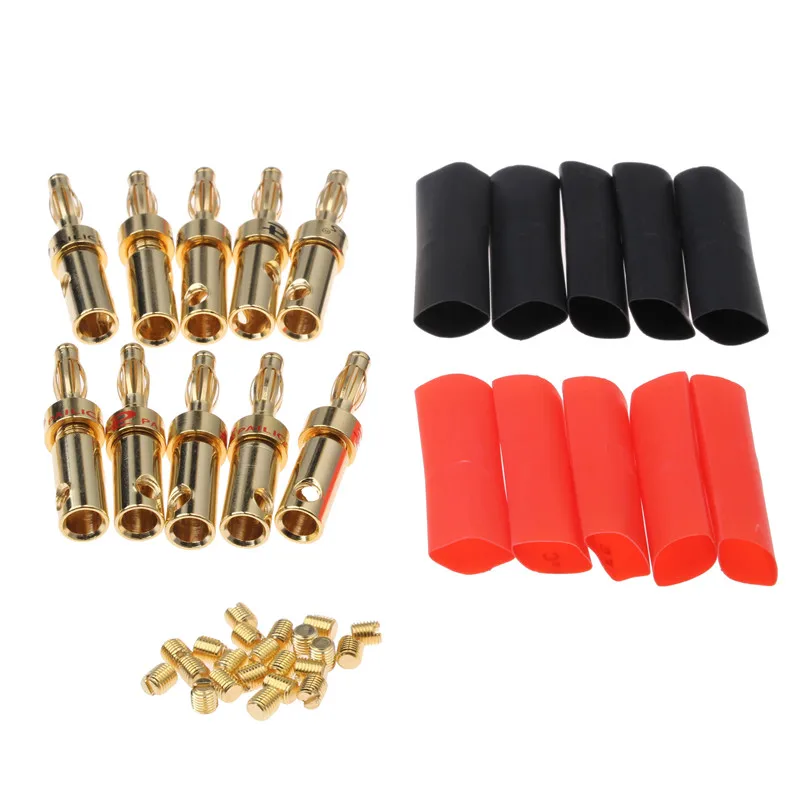 YT 20pcs 4mm Red+Black Non Insulated Banana Plug Connectors For Male
