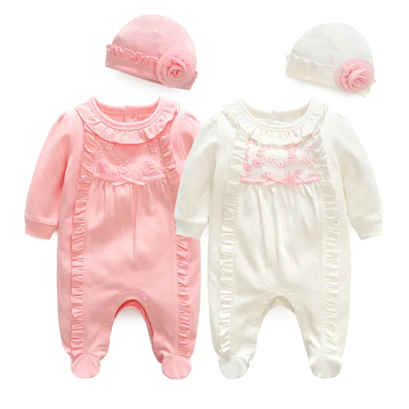 Girls Baby Romper Princess Baby Girl Clothes Autumn Winter Cotton Lace Rompers Hats for Newborns Baby Clothing Infant Jumpsuit