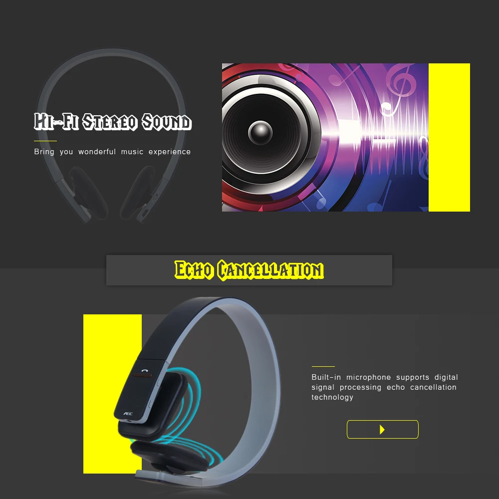BQ - 618 Wireless Bluetooth V4.1 + EDR Headset Support Handsfree with  Intelligent Voice Navigation for Cellphones Tablet