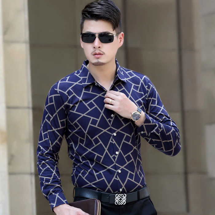 high quality 2015 new men's plaid shirt middle aged men's business