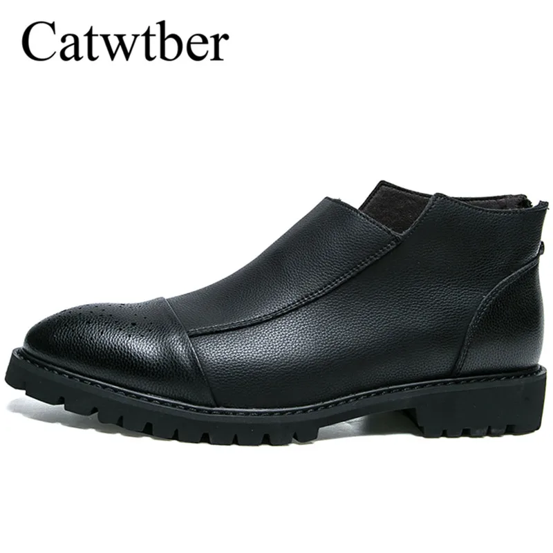 

Catwtber Handmade Chelsea Boots Men's Leather High Help Booties Crocodile Stripes Cowboy Boots Business Dress Men Shoes Martin