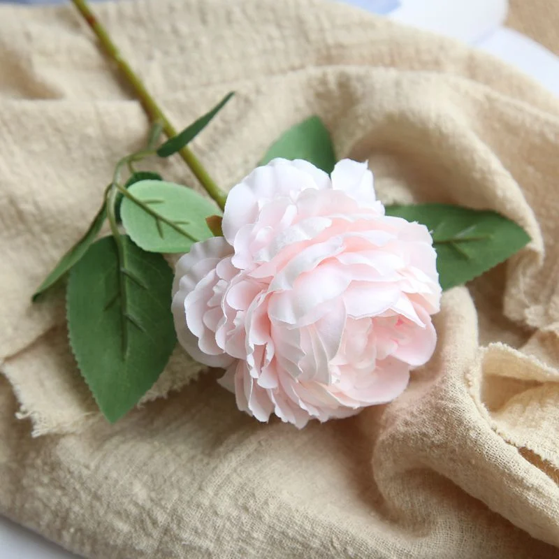 2 шт/букет искусственных цветов пион букет шелковых цветок свадебный букет осенние яркие искусственные цветы для свадьбы украшение дома - Цвет: Светло-розовый