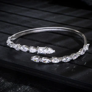 White Luxury water drop Bangle Fashion Dubai Silver Bridal Jewelry For Women Wedding brincos para as mulheres S0760 - Окраска металла: White