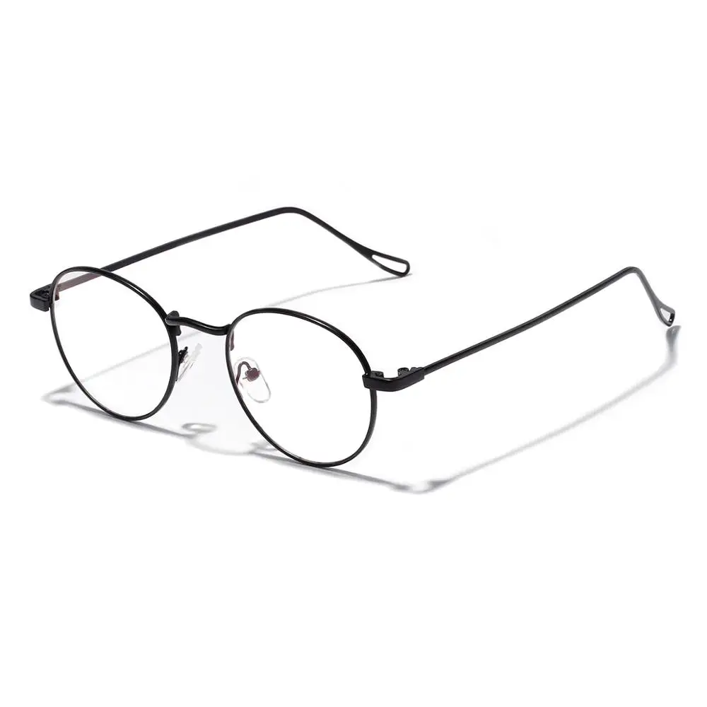 Ovza Новинка овальная металлическая оптическая оправа для женщин Высокое качество Ретро мужские очки оправа модные очки для чтения ажурные ноги S2000 - Цвет оправы: Черный
