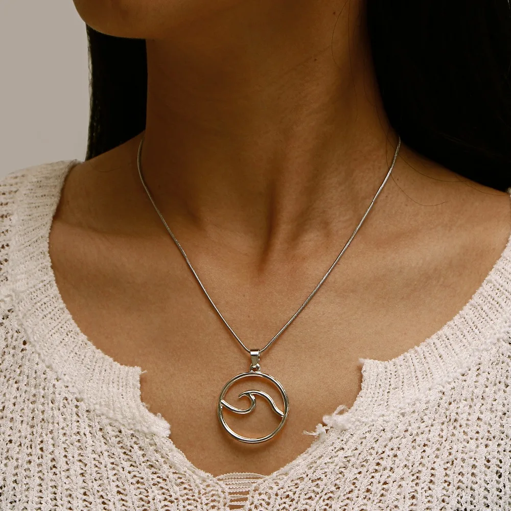 

Fashion Wave Necklace Surfer's Jewelry Ocean Life Necklace Wave Pendant Necklace For Women Gift Party And Wedding