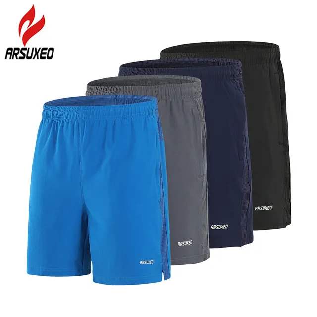 ARSUXEO Men's Gym Shorts Marathon Running Shorts Breathable Quick Dry Fitness Crossfit Shorts with Zipper Pockets and Waist Rope 1