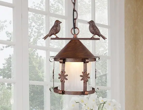 

American country Pendant Lights single head creative garden birds restaurants balcony aisle bar birdcage Pendant Lamps