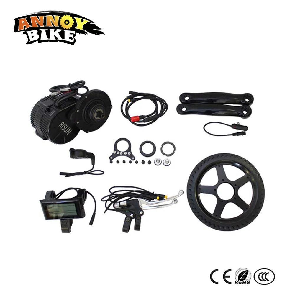 36v 250W 350W 48V High Torque 80N.m Geared Mid-Drive Motor Conversion Kit With Controller &amp LCD For Electric Bicycle DIY | Спорт и
