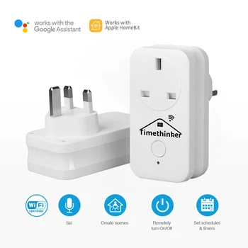 

Timethinker Smart Home WiFi Plug UK Homekit Socket Timer Outlet 2pcs Apple Homekit Alexa Google Home Siri Voice Remote Control