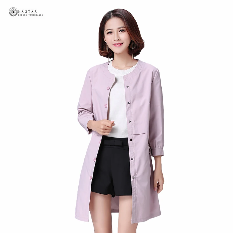 2017 Nova Mulheres Trench Coat Outono Quintal Grande Magro Ocasional Outerwear longo Pure Color Único Breasted Em Torno Do Pescoço Casacos Trench OK834