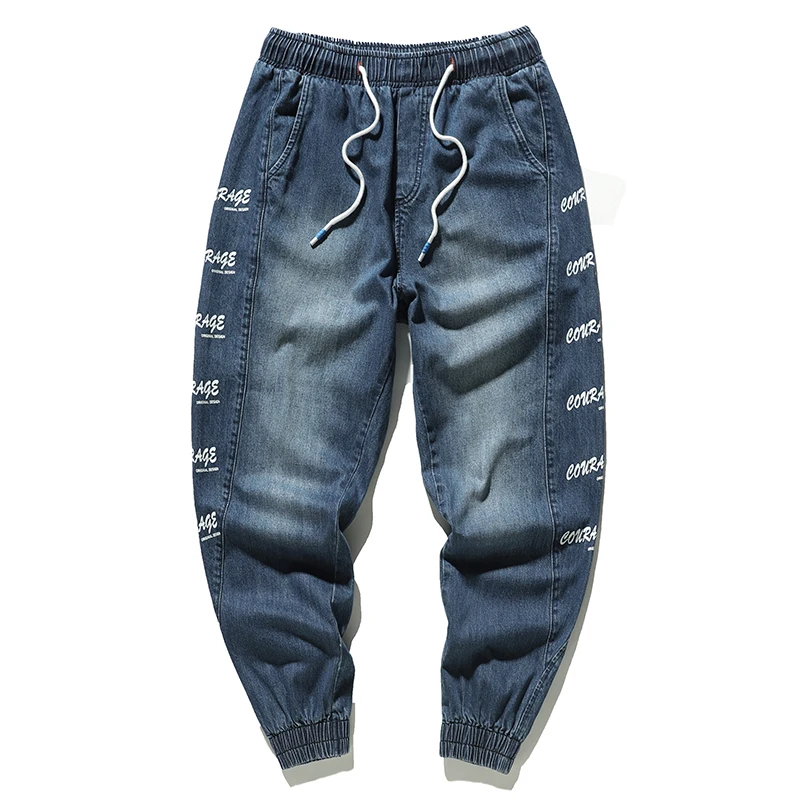 FUGOISM Mens Jeans Oversize Side Letters Hip Hop Jeans Baggy Loose Harem Jeans Pants Streetwear Trousers 5