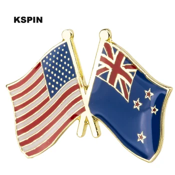 

U.S.A & New Zealand Flag Metal Badge Lapel Pins Brooch Jewelry Rozet in Badges Pin XY0370