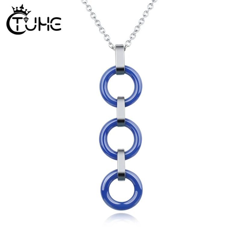 Специальное Фирменное дизайнерское синее женское ожерелье с подвеской для женщин, свадебное ювелирное изделие, подарок, три синих керамических ожерелья