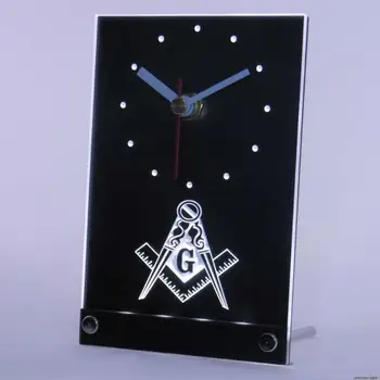 

tnc0087 Masonic Mason Freemason Emblem Table Desk 3D LED Clock