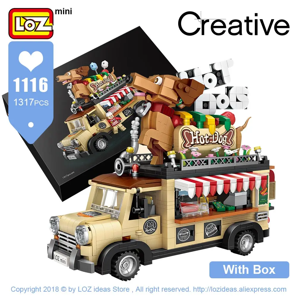 LOZ Technic Мини Строительные блоки хот-дог тележка автомобиль Assemable детские развивающие игрушки для детей Creator мороженое грузовик - Цвет: 1116 With Box
