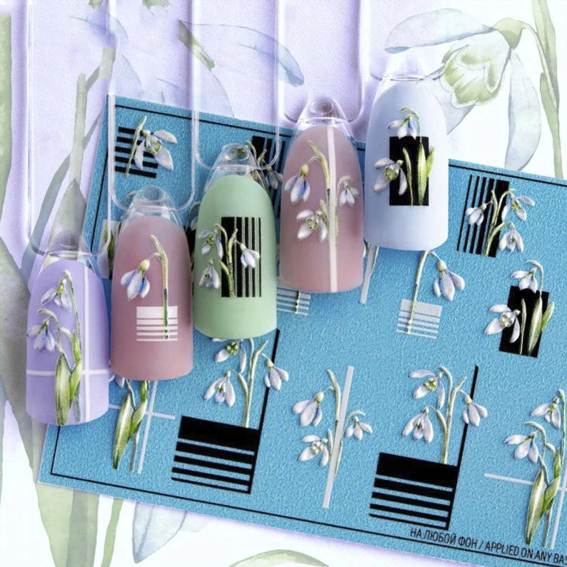 

3D nail decal Floral water transfer Fashion sticker nail wraps 3d slide nail art#3D0025