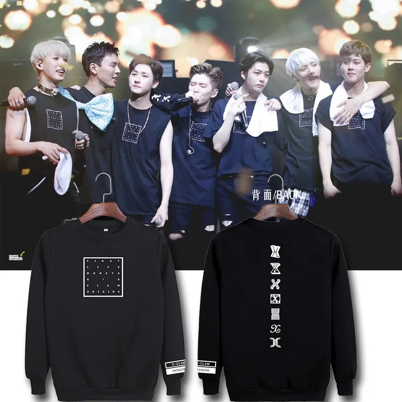 MONSTA X FAN MEETING концертный свитер с мужчин и женщин с круглым вырезом пуловер свитер Прямая поставка