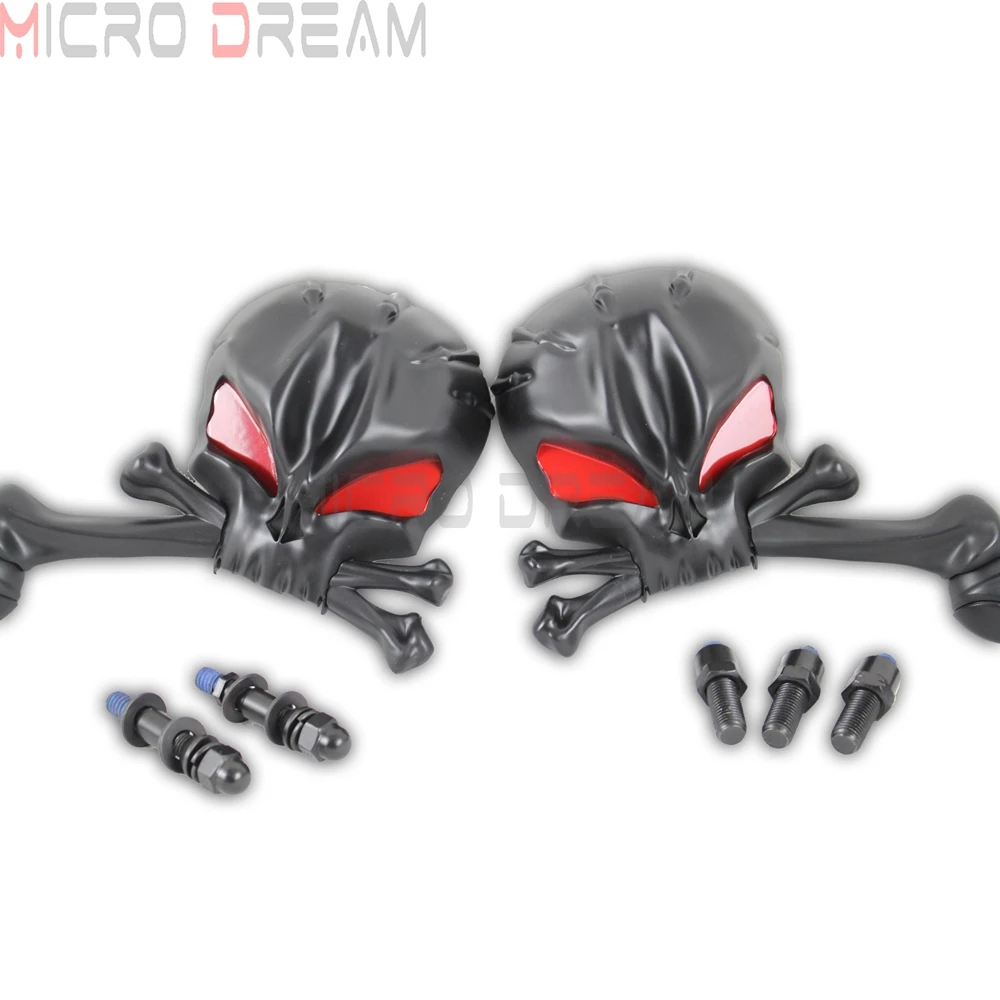 Черный Мотоцикл Череп боковые зеркала 5/1" Болт для Харли Sportster Cruisers Yamaha Honda Dyna Bobber алюминиевое зеркало заднего вида