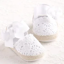 ROMIRUS Baby Girl Newborn Shoes Spring Summer Sweet Very Light Mary Jane Big Bow Knitted Dance Ballerina Dress Pram Crib Shoe