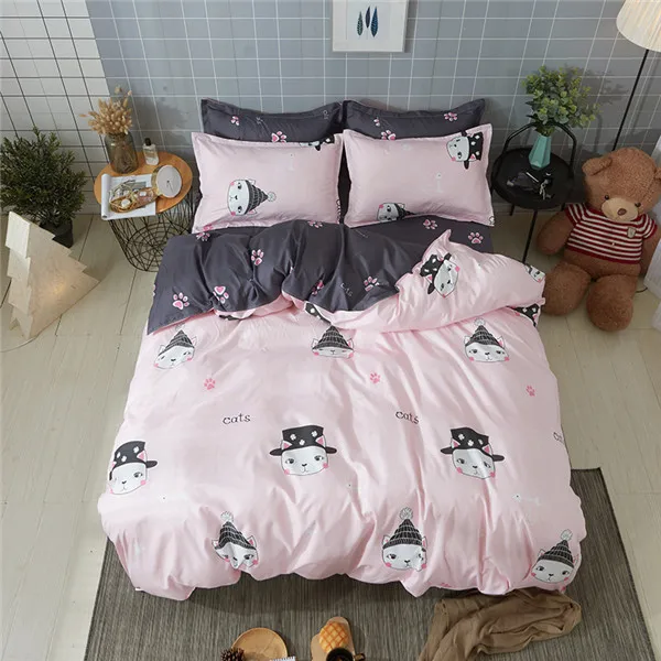 Pink Leopard Print Cotton Bedding Sets women Bed Set Duvet Cover Bed Sheet Cover Set pillow case Southeast Asian style - Color: color6