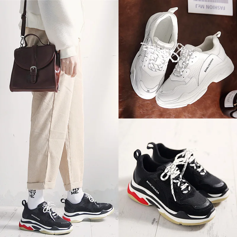 

Spring New Pattern Sneakers Korean Ulzzang Dad Shoe Woman Winter Original Su Thick Bottom Ins Exceed Fire Real Shoes