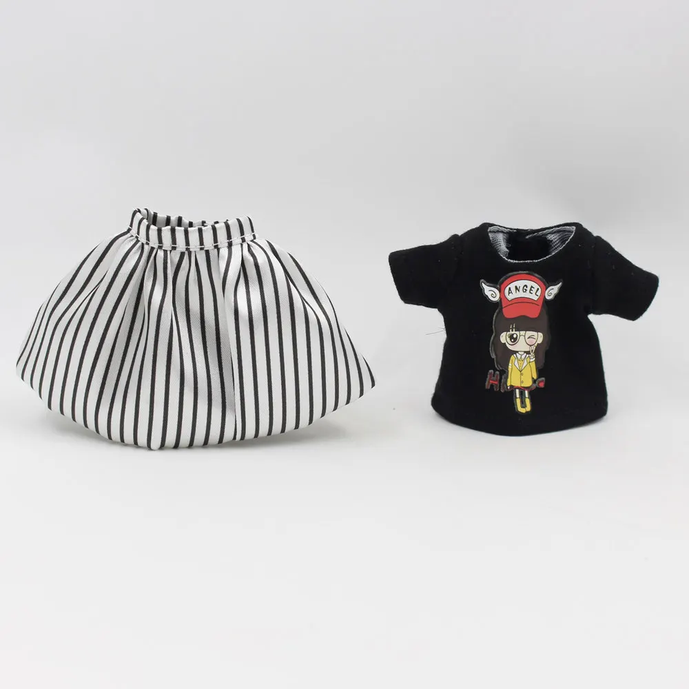 

blyth dolls clothes for black and white mini dress it suitable for 1/6 doll normal , joint ,azone ,licca body,icy doll