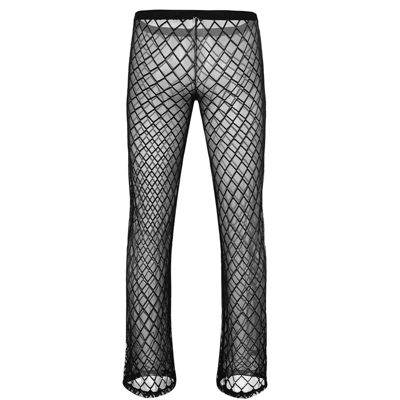 Sexy Mans Transparent Long Pants Breathable Thin Mesh Pajamas Trousers Pajamas Pants Nightwear Underwear Male Sleep Bottoms