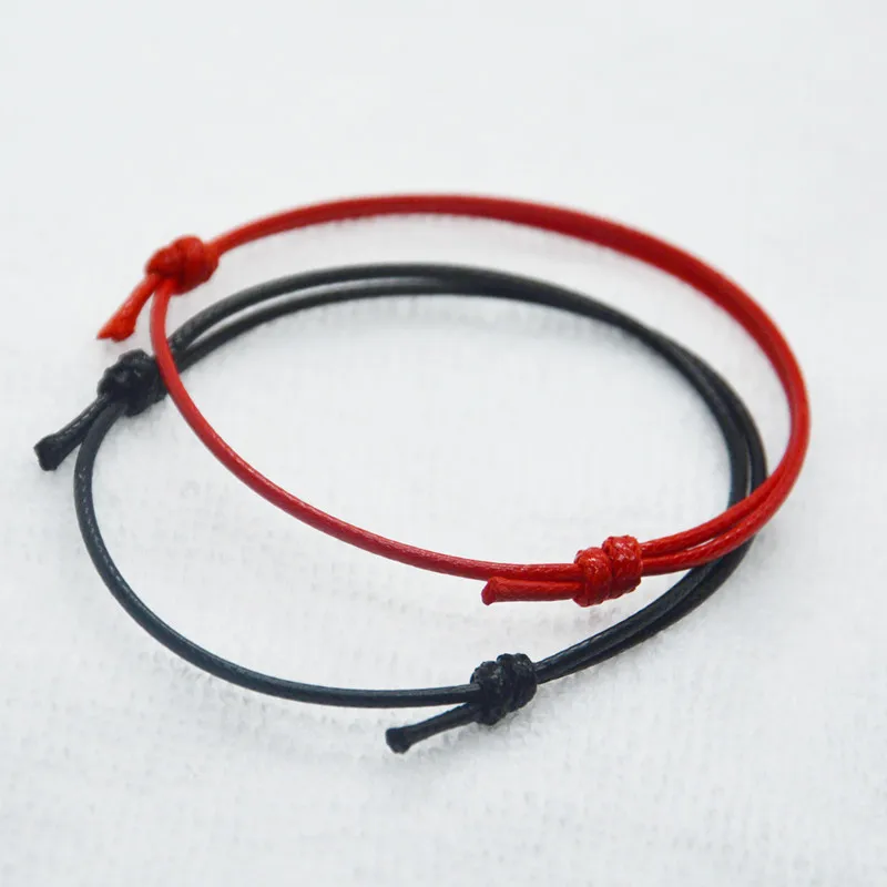 Новый простой браслет Lucky Red Black для мужчин и женщин, восковая веревка для влюбленных, браслет ручной работы, оптовая продажа ювелирных изделий, Прямая поставка - изображение
