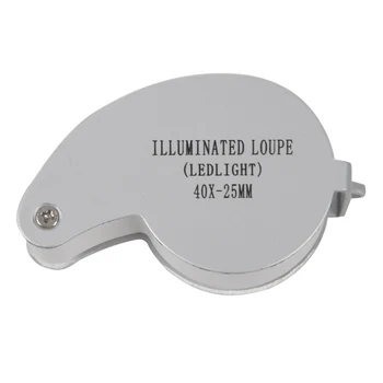 

Best price 6pcs 40x 25mm Magnifying Glass Jeweler Eye Loupe Magnifier With LED Light Case