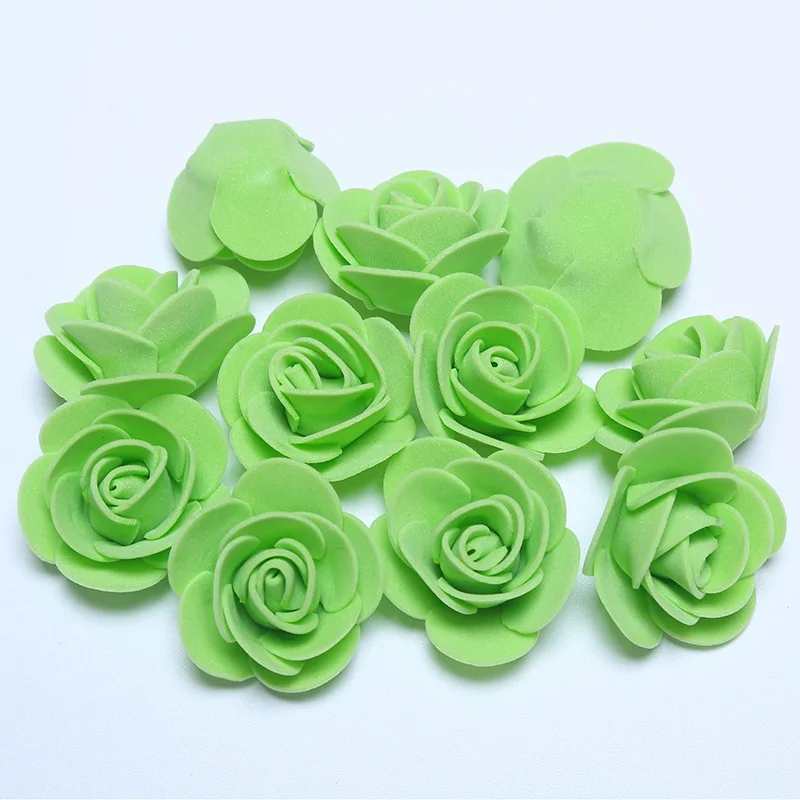 50pcs green 50 шт./лот, мини PE поролоновые головки роз, 3,5 см, искусственные цветы для дома и сада, сделай сам, розы, венки, Свадебный декор, принадлежности - Цвет: 50pcs green