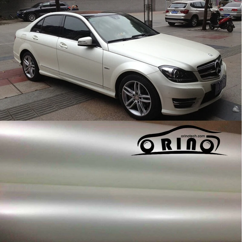 1.52x20m/Roll White Metallic Matt Vinyl wrap Satin Ceramics Car Wrap