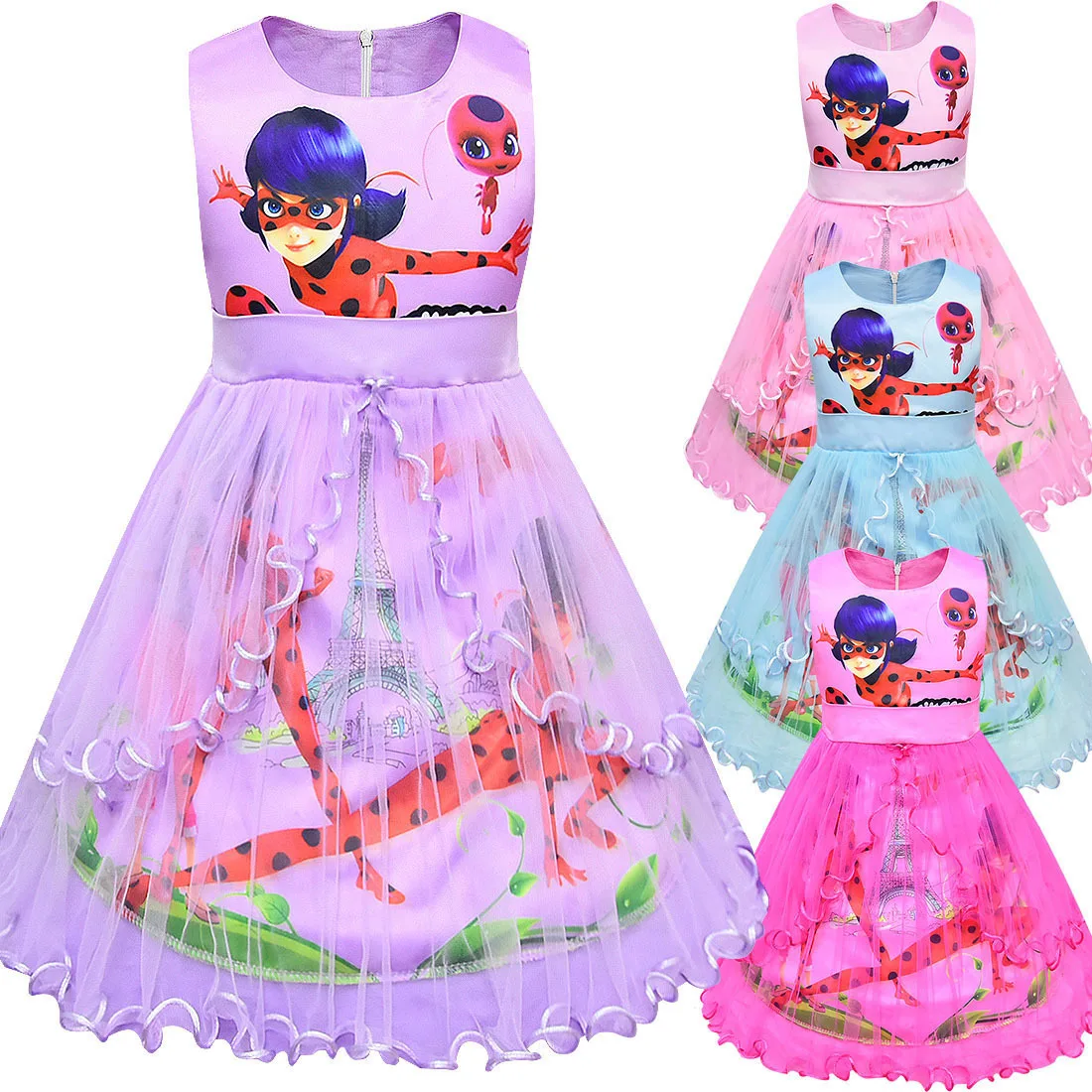 Hot-selling Miraculous Ladybug girls Dress Birthday Party sleeveless girl mesh Princess dresses Summer Casual Children Costume Hot-selling Miraculous Ladybug girls Dress Birthday Party sleeveless girl mesh Princess dresses Summer Casual Children Costume
