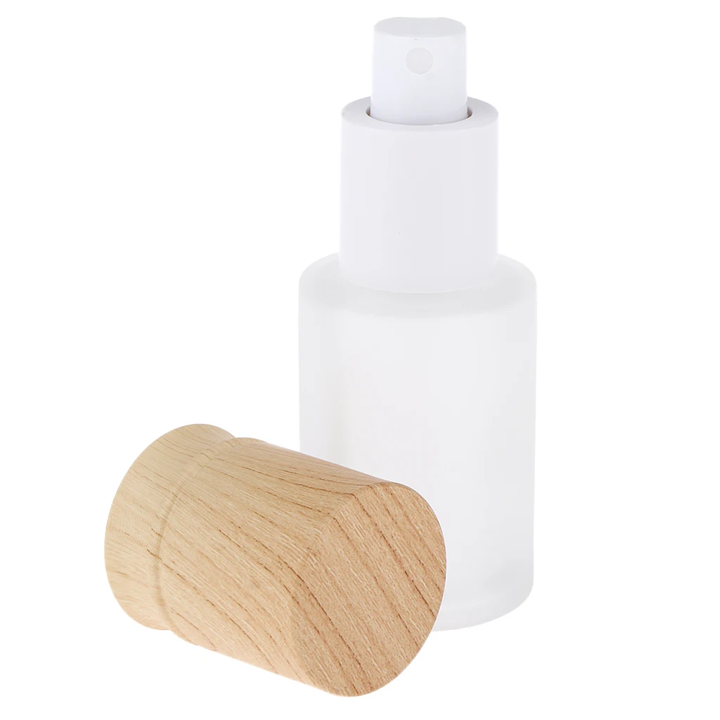 Portable Refillable Mat Glass Fine Mist Perfume Spray Bottle with Wood-like ABS Lid Empty Sprayer Container