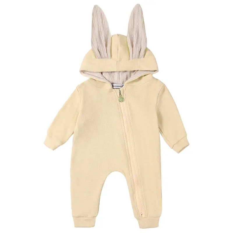 Одежда для младенцев; комбинезоны; сезон весна-осень; детские комбинезоны с кроликом; комбинезон для девочек и мальчиков; Детский костюм; Одежда для новорожденных; 3, 9, 12 месяцев - Color: beige