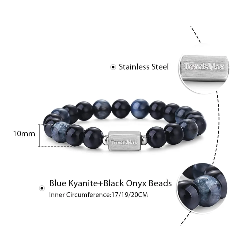 10MM Natural Jasper Stone Beaded Bracelet Onyx Stone Charm Round Chain Beads Bracelets Women Mens Pulseras Masculina TBB012 - Цвет камня: 03 Blue Kyanite